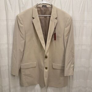 NWT Saddlebred Sport Coat Khaki Tan Men’s 52R Two Button Blazer Suit Jacket